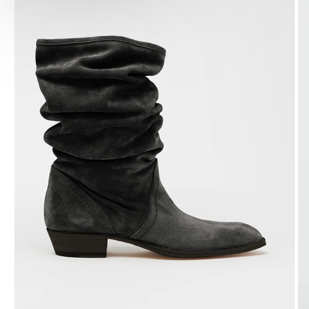 Alessandro Vasini Keith Roll Down Boots Suede Leather in Black sz 39.5 US 9.5